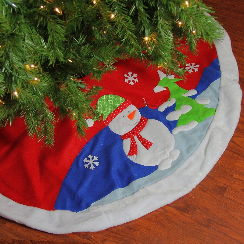Fleece Snowman Winter Indoor Tree Skirt