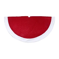 Northlight Red And White Quilted Faux Fur Trim Indoor Tree Skirt