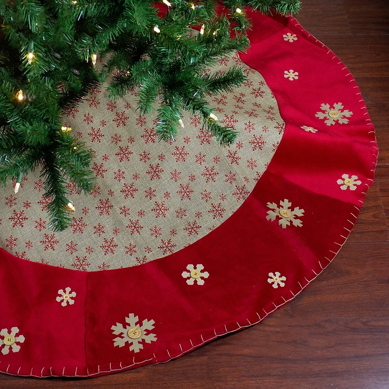 Northlight Burlap Glittered Snowflake Indoor Tree Skirt