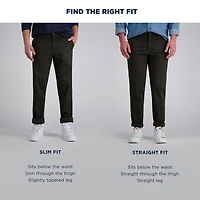 Haggar Life Khaki Flex Mens Comfort Waistband Straight Fit Flat Front Pant