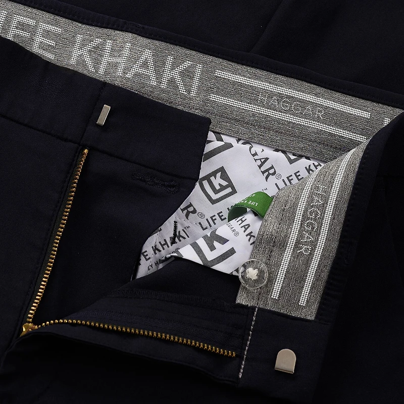 Haggar Life Khaki Flex Mens Comfort Waistband Straight Fit Flat Front Pant