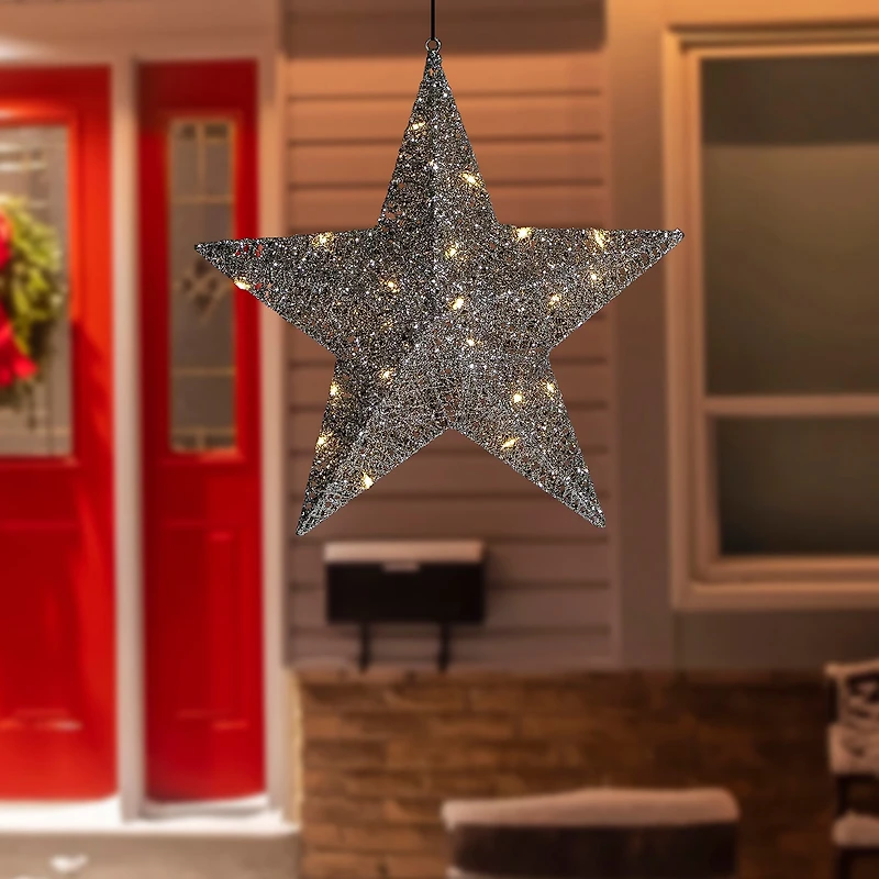 Northlight Led Silver Hanging Star Christmas Yard Art