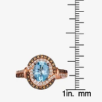 Le Vian® Grand Sample Sale™ Ring featuring 1 1/2 CT. Sea Blue Aquamarine® 1/3 CT. Chocolate Diamonds® 1/4 CT. Nude Diamonds™ set in 14K Strawberry Gold®