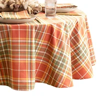 Elrene Home Fashions Hawley Plaid Harvest Cotton Round Tablecloth