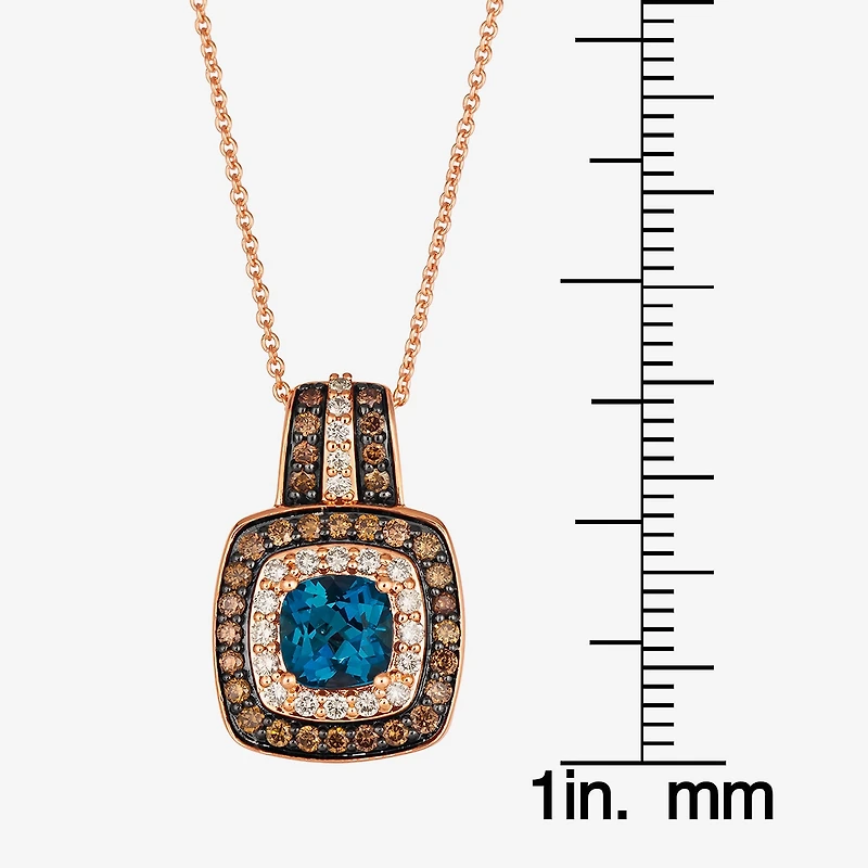 Le Vian® Pendant featuring 1 CT. Deep Sea Blue Topaz™ 1/4 CT. Nude Diamonds™ 3/8 CT. Chocolate Diamonds® set in 14K Strawberry Gold®
