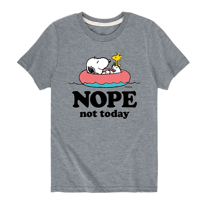Not Today Summer Pool Day Little & Big Kid Boys Crew Neck Short Sleeve Regular Fit Peanuts Snoopy Graphic T-Shirt