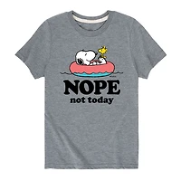 Not Today Summer Pool Day Little & Big Kid Boys Crew Neck Short Sleeve Regular Fit Peanuts Snoopy Graphic T-Shirt