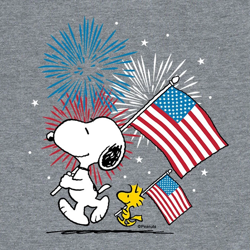 Snoopy And Woodstock American Flag Little & Big Kid Boys Crew Neck Short Sleeve Regular Fit Peanuts Graphic T-Shirt