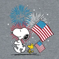 Snoopy And Woodstock American Flag Little & Big Kid Boys Crew Neck Short Sleeve Regular Fit Peanuts Graphic T-Shirt