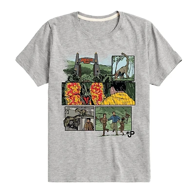Dinosaur Comic Little & Big Kid Boys Crew Neck Short Sleeve Regular Fit Jurassic World Graphic T-Shirt
