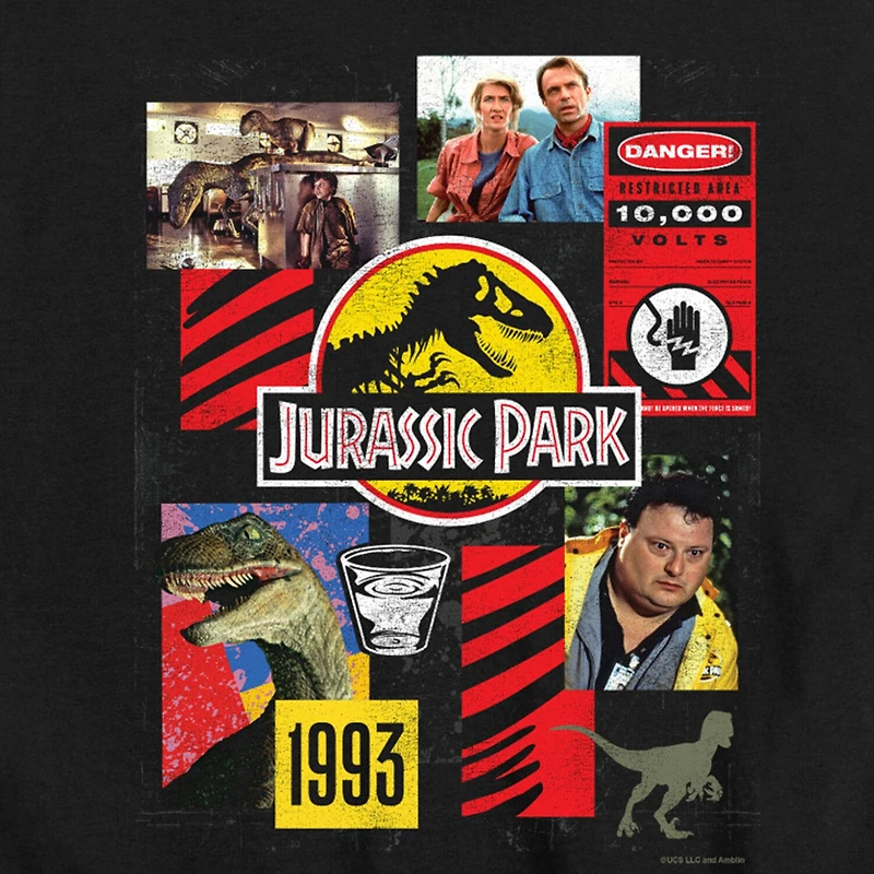 Dinosaur Velociraptor Collage Little & Big Kid Boys Crew Neck Short Sleeve Regular Fit Jurassic World Graphic T-Shirt