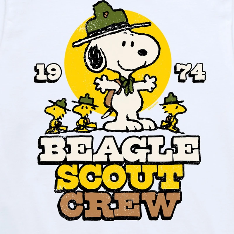 Camping Snoopy Beagle Scout Crew Little & Big Kid Boys Neck Short Sleeve Regular Fit Peanuts Graphic T-Shirt