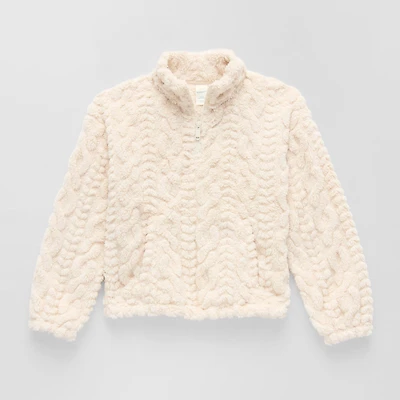 Thereabouts Fleece Little & Big Kid Girls Mock Neck Long Sleeve Fleece Casual Quarter-Zip Pullover