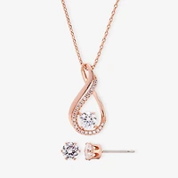 Sparkle Allure Womens Cubic Zirconia 18K Rose Gold Over Brass 2-pc. Jewelry Set