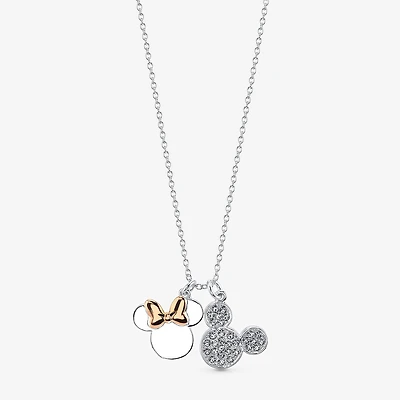 Disney Classics Womens Crystal Pure Silver Over Brass 18 Inch Pendant Necklace