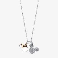 Disney Classics Womens Crystal Pure Silver Over Brass Inch Pendant Necklace