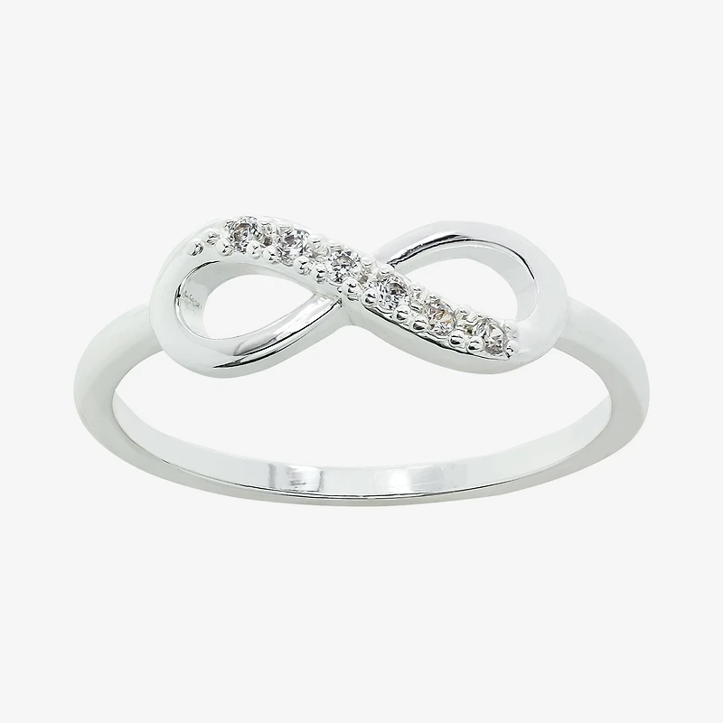 Sparkle Allure Womens 2MM White Cubic Zirconia Pure Silver Over Brass Hypoallergenic Band