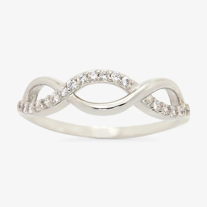 Sparkle Allure Womens White Cubic Zirconia Pure Silver Over Brass Hypoallergenic Band
