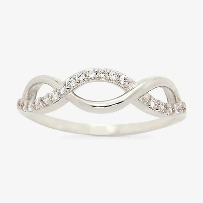 Sparkle Allure Womens White Cubic Zirconia Pure Silver Over Brass Hypoallergenic Band