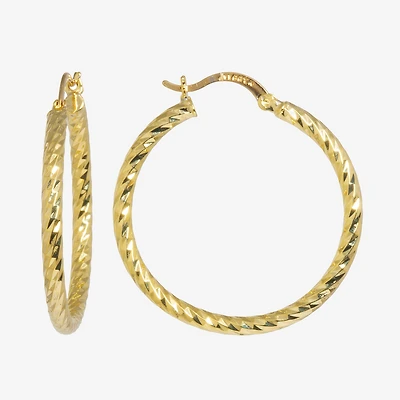 Silver Reflections Womens 24K Gold Over Brass 40mm Round Hoop Earrings