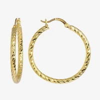 Silver Reflections Womens 24K Gold Over Brass 40mm Round Hoop Earrings