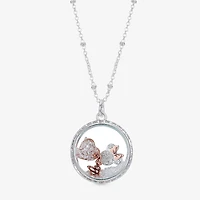 Disney Classics Womens Crystal Pure Silver Over Brass Heart 16 Inch Pendant Necklace