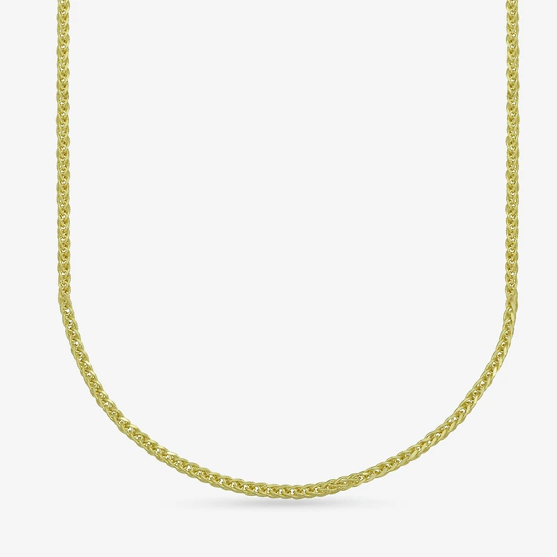 Womens 18K Gold 18 Inch Wheat Chain Necklace