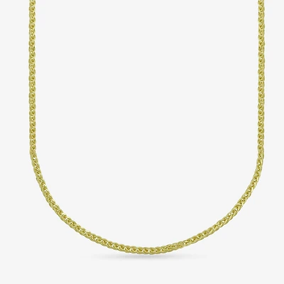 Womens 18K Gold 18 Inch Wheat Chain Necklace