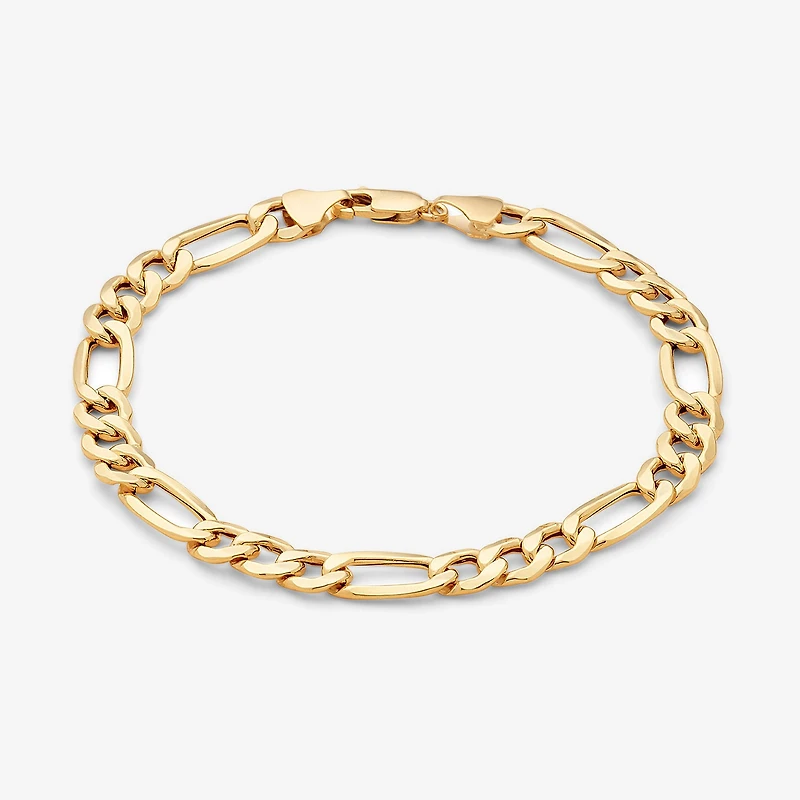 Made in Italy Mens 10K Gold 8 1/2 Inch Figaro Chain Bracelet