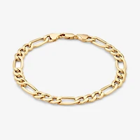 Made in Italy Mens 10K Gold 8 1/2 Inch Figaro Chain Bracelet
