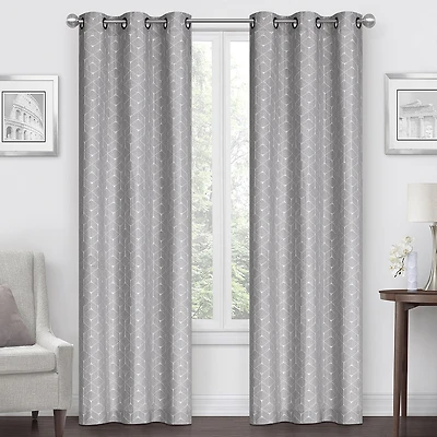 Regal Home Geo Cube Jacquard Grommet Top Light-Filtering Set of 2 Curtain Panel