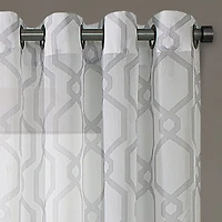 Regal Home Crushed Voile Geo Print Grommet Top Sheer Single Curtain Panel