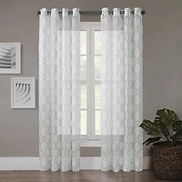 Regal Home Crushed Voile Geo Print Grommet Top Sheer Single Curtain Panel