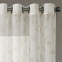 Regal Home Crushed Voile Leaves Print Grommet Top Sheer Single Curtain Panel