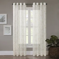 Regal Home Crushed Voile Leaves Print Grommet Top Sheer Single Curtain Panel