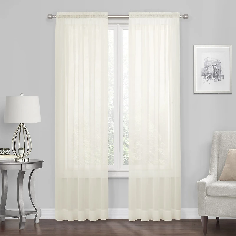 Regal Home Solid Voile Rod Pocket Sheer Single Curtain Panel