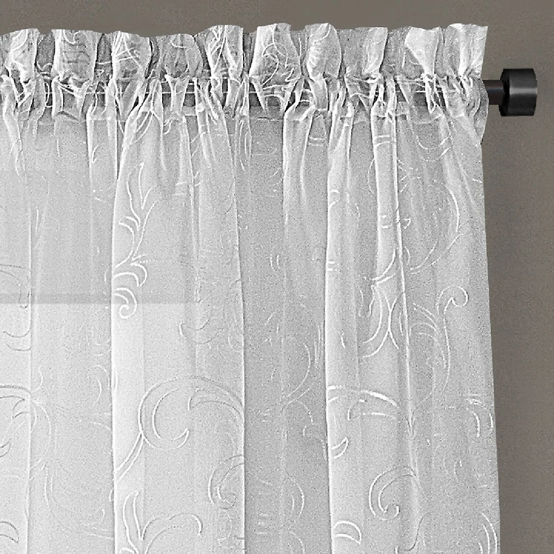 Regal Home Embroidered Voile Rod Pocket Sheer Single Curtain Panel