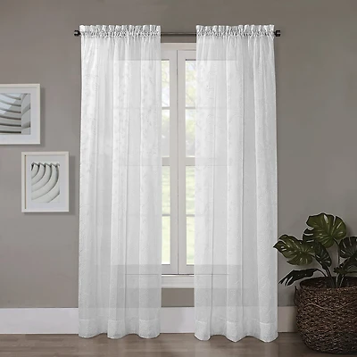 Regal Home Embroidered Voile Rod Pocket Sheer Single Curtain Panel