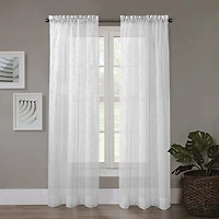 Regal Home Embroidered Voile Rod Pocket Sheer Single Curtain Panel