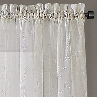Regal Home Embroidered Voile Rod Pocket Sheer Single Curtain Panel