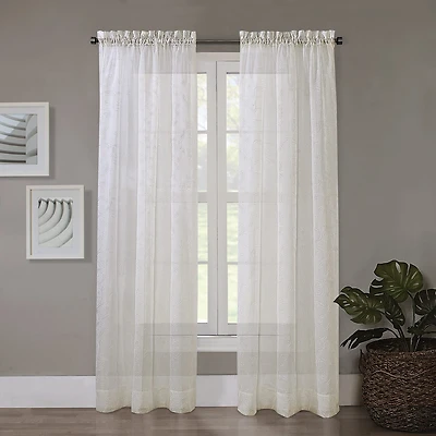 Regal Home Embroidered Voile Rod Pocket Sheer Single Curtain Panel