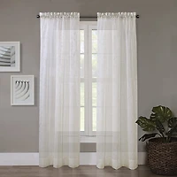 Regal Home Embroidered Voile Rod Pocket Sheer Single Curtain Panel
