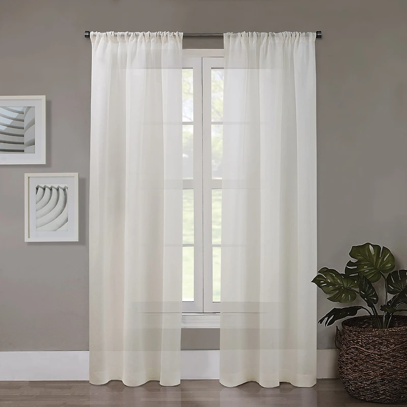 Regal Home Meadow Solid Rod Pocket Sheer Single Curtain Panel