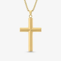 Mens Gold Ion Plated Stainless Steel Cross Pendant Necklace