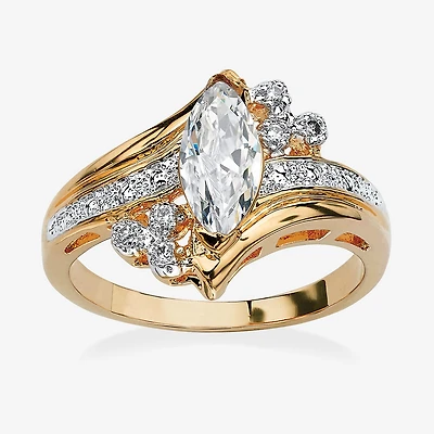 Womens 1 1/10 CT. T.W. Cubic Zirconia 14K Gold Over Brass Engagement Ring