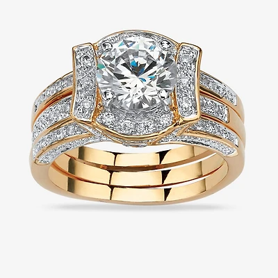 Womens 2 1/3 CT. T.W. Cubic Zirconia 18K Gold Over Brass Bridal Set
