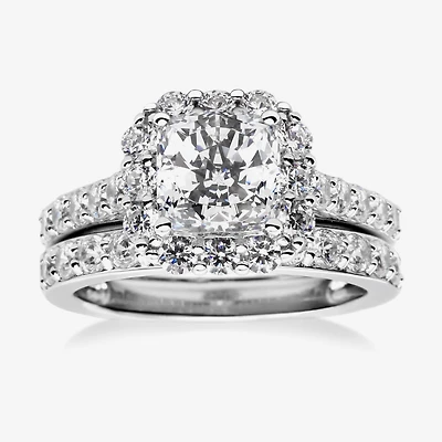 100 Facets by DiamonArt® 3.11 CT. T.W. Cubic Zirconia Halo Bridal Set