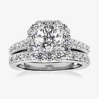 100 Facets by DiamonArt® 3.11 CT. T.W. Cubic Zirconia Halo Bridal Set
