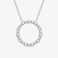 Womens 1 CT. T.W. Natural White Diamond Sterling Silver Circle 18 Inch Pendant Necklace