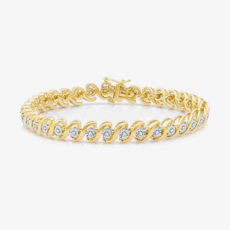 Womens 1/2 CT.T.W. Natural Diamond 14k Gold Over SIlver Tennis Bracelet